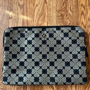 kate spade Black and Gold Floral Clover Laptop Sleeve